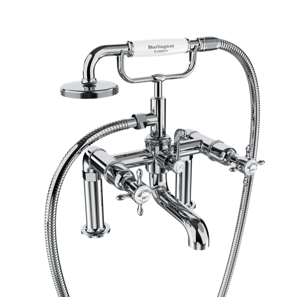 Смеситель для ванны Burlington Guild GU422DC+GU001DC с ручным душем, набортный