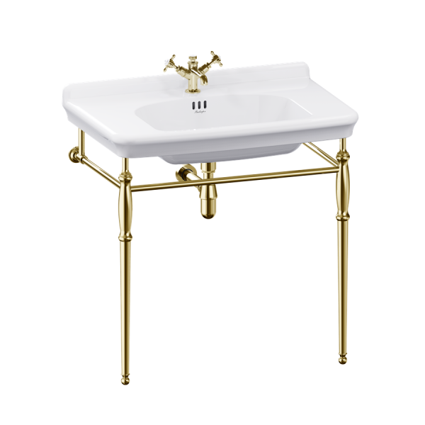 Раковина с подстольем Burlington Guild 85 см, GU0851SCW+GU85X77G с 1-им отверстием, цвет золото